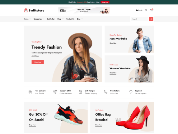 SwiftStore一个动态且功能丰富的WooCommerce WordPress主题