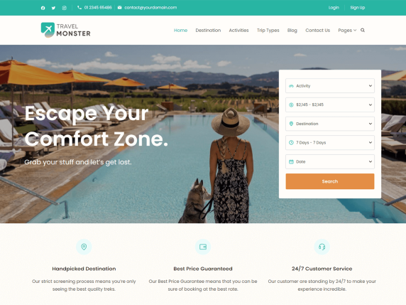 Travel Monster适合旅行和旅游预订的WordPress主题