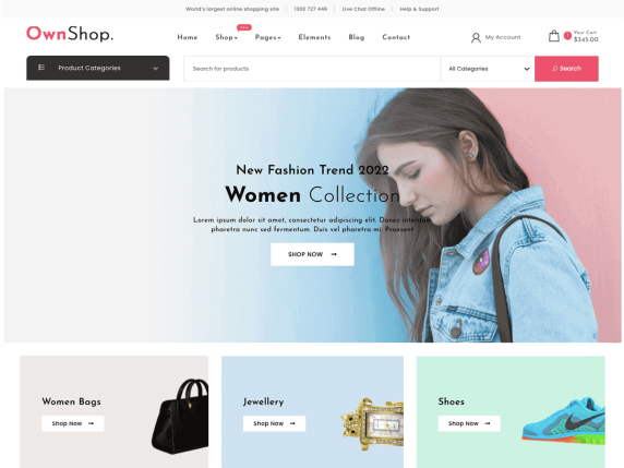 Own Shop适用于任何业务网站的漂亮、易于使用的电子商务wordpress主题