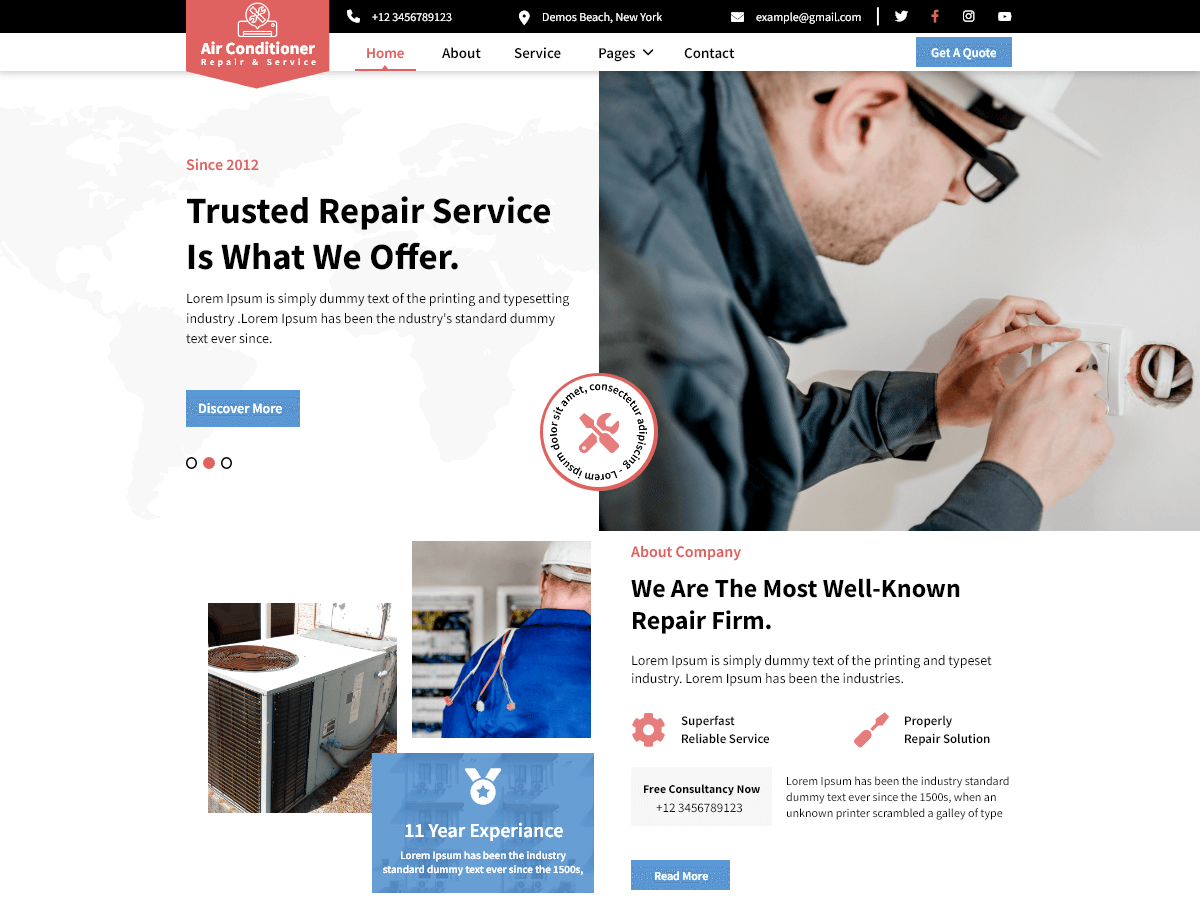 Air Conditioning Services WordPress 主题