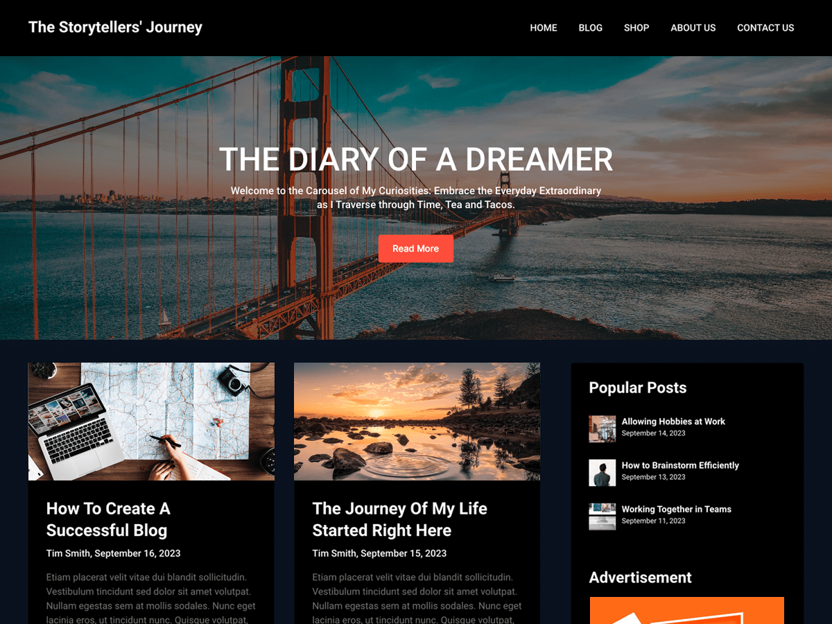 Dark Mode Blog WordPress 主题