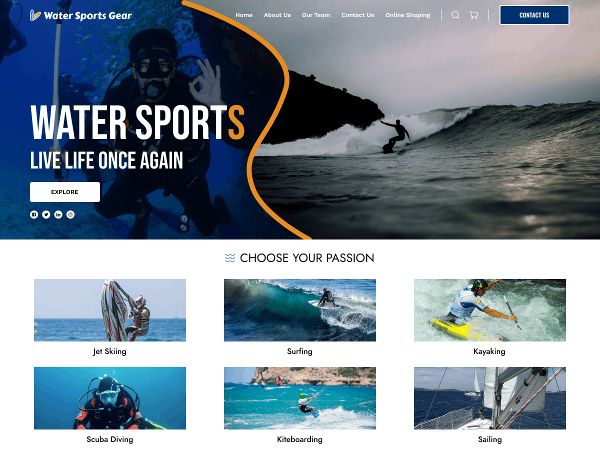 Water Sports Gear WordPress 主题