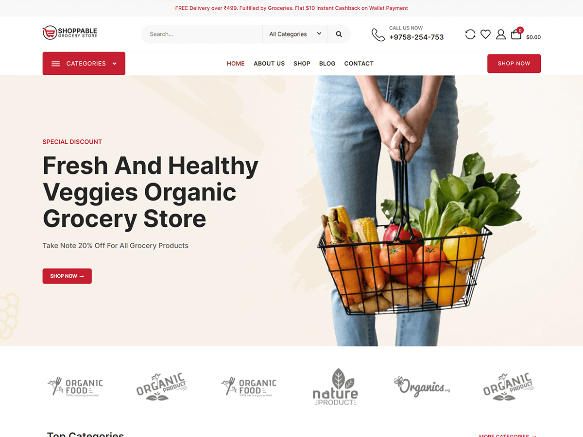 Shoppable Grocery Store WordPress 主题