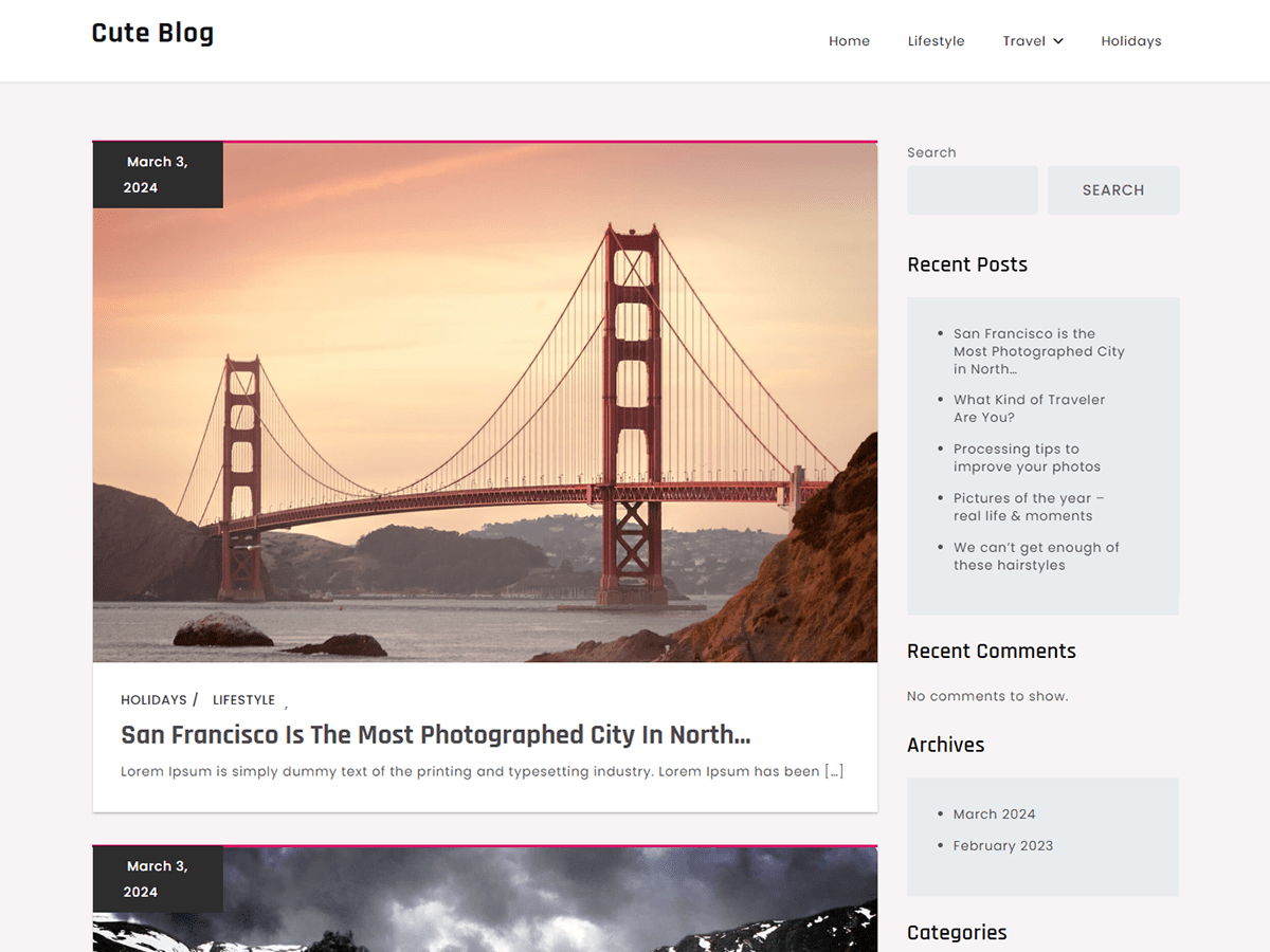 Cute Blog WordPress 主题