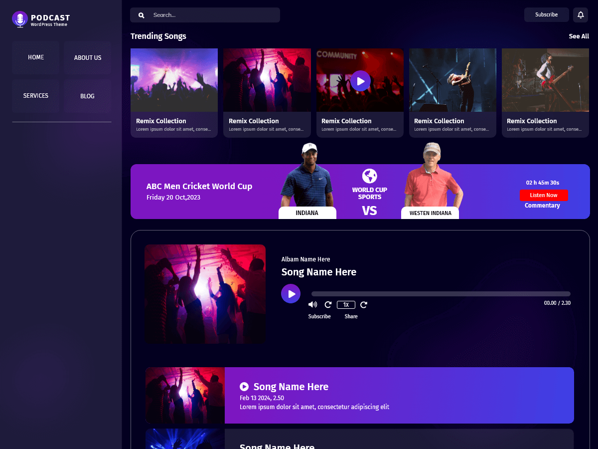 VW Audio Podcast WordPress 主题
