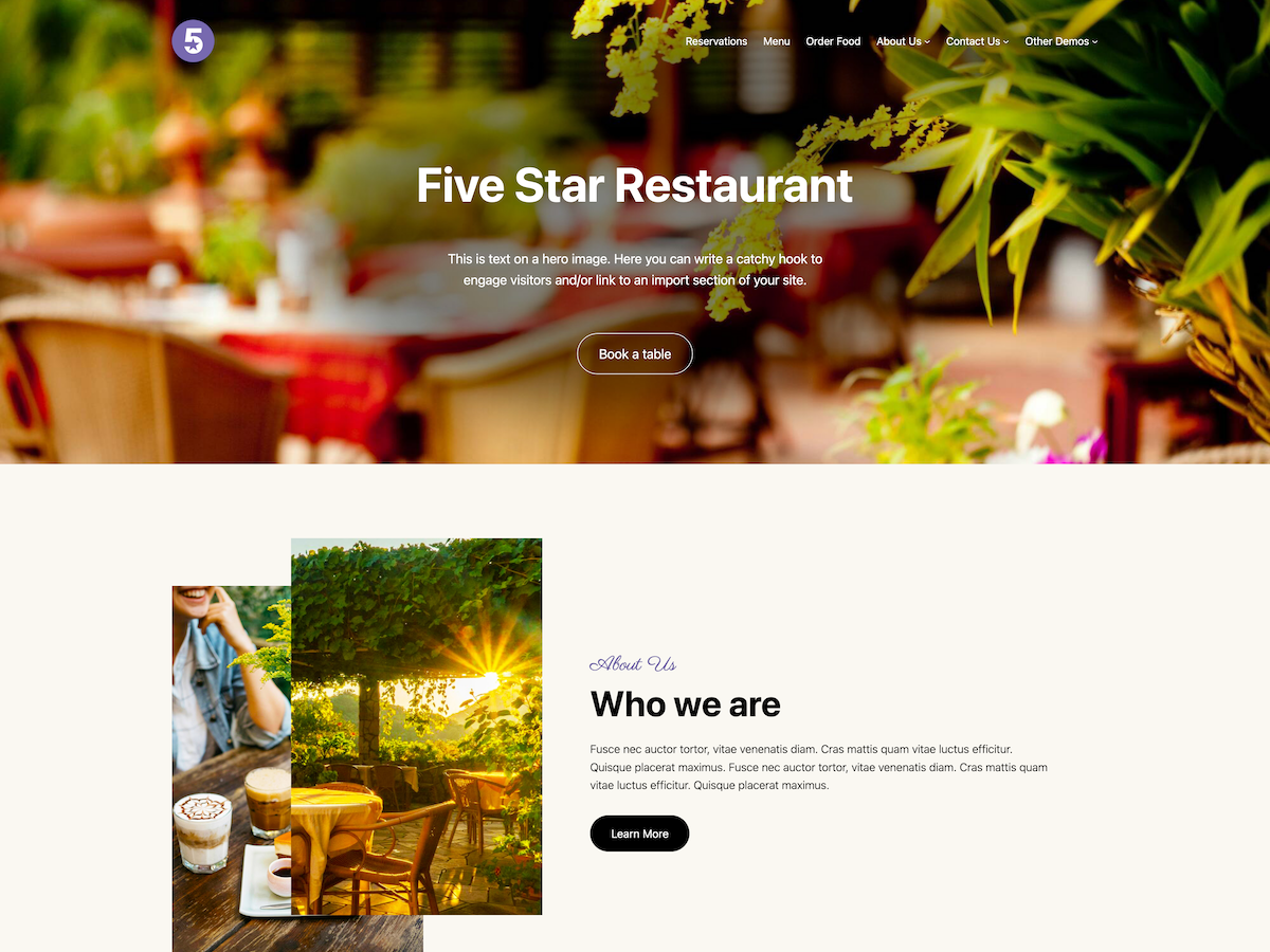Restaurant Block WordPress 主题