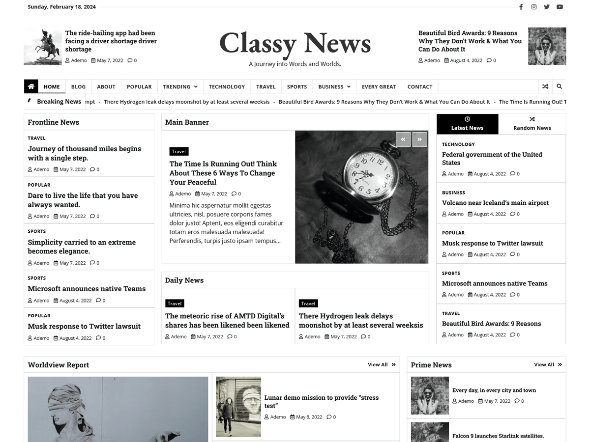 Classy News WordPress 主题