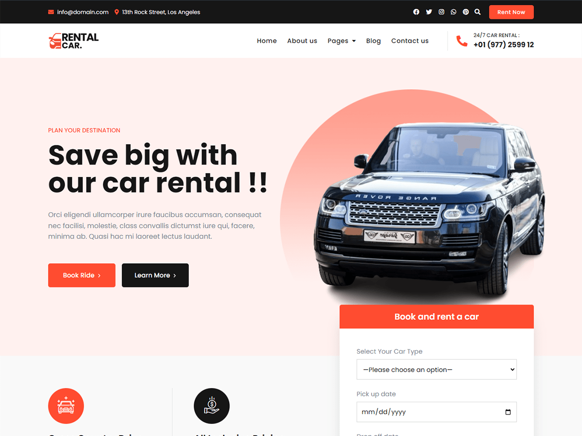 Bosa Rental Car WordPress 主题