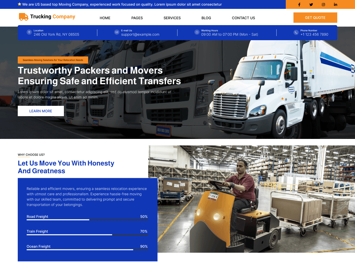 Trucking Company WordPress 主题