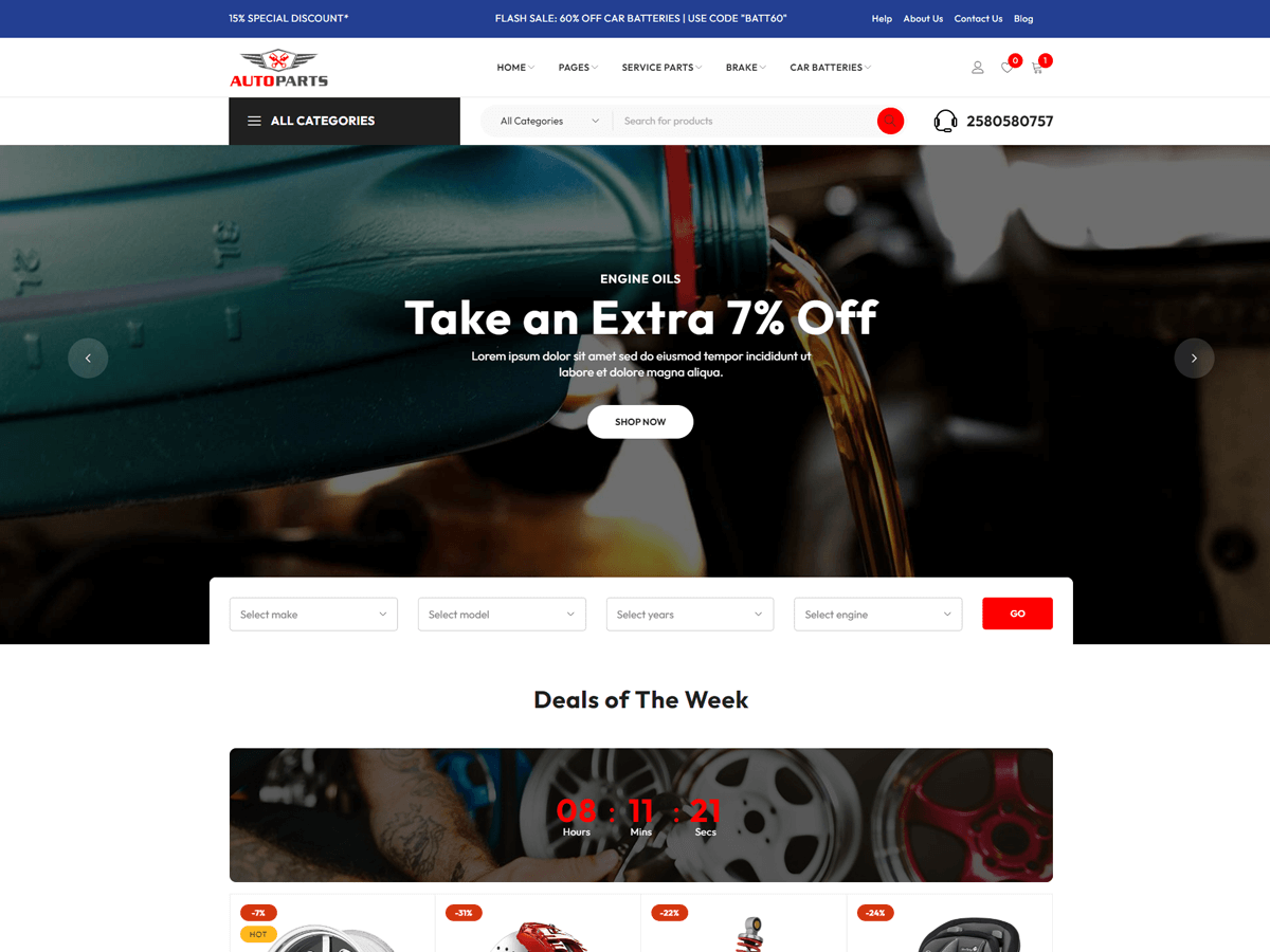 AutoParts Online Store WordPress 主题