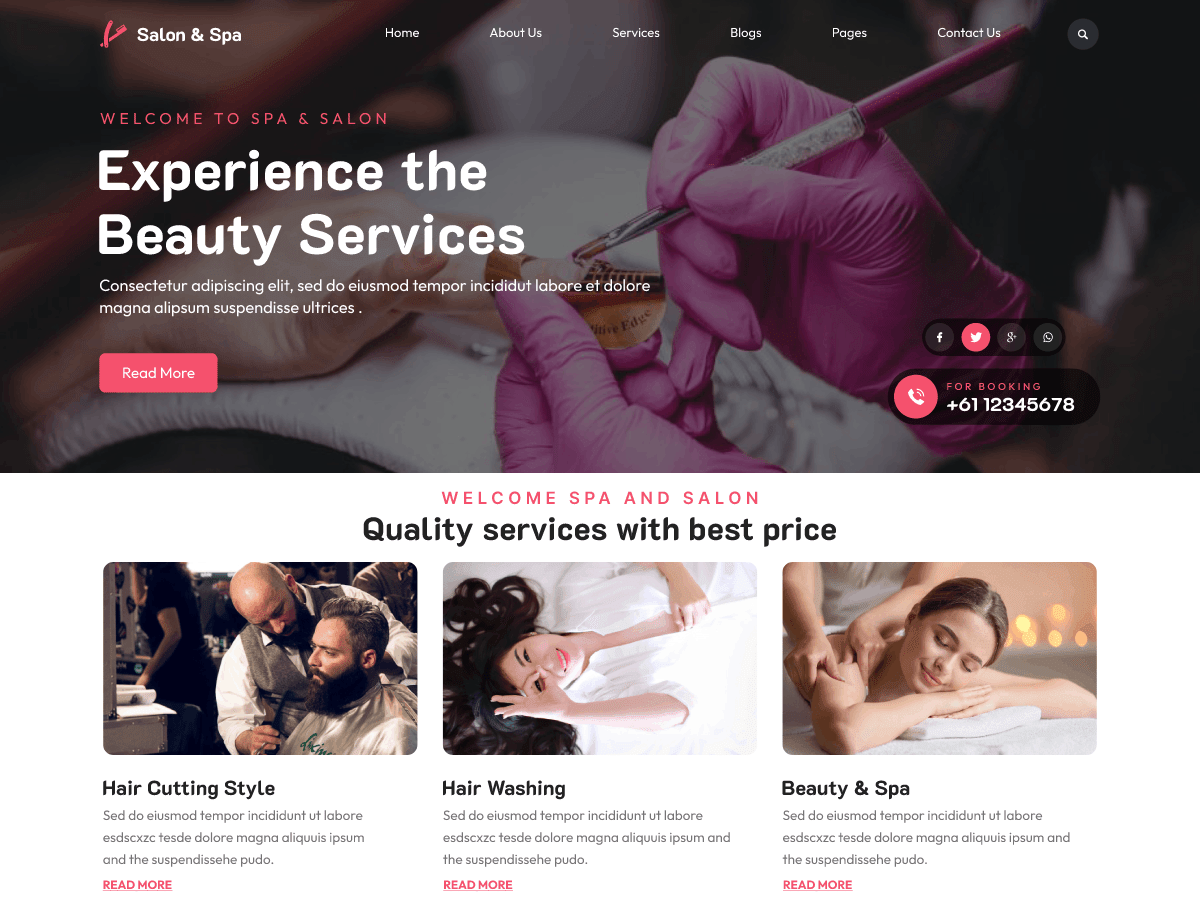 Hairstyle Salon WordPress 主题