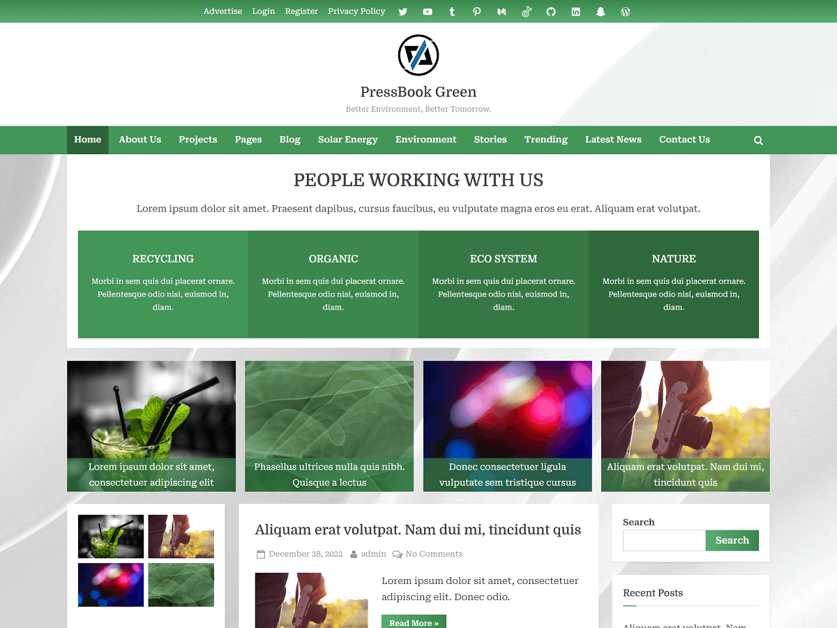 PressBook Green WordPress 主题