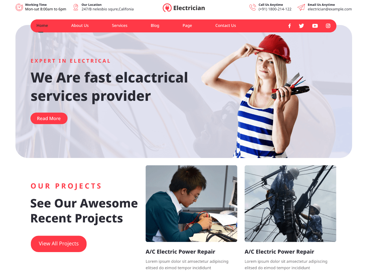 Electrician Services WordPress 主题