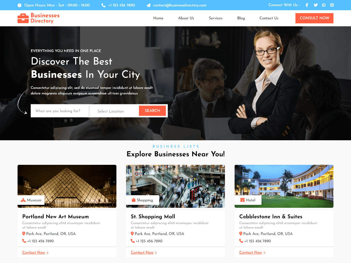 Business Directory Elementor WordPress 主题