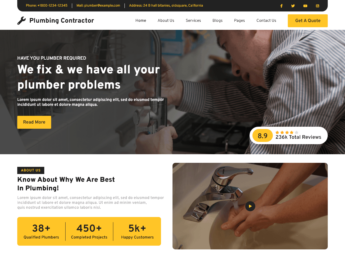 Plumbing Contractor WordPress 主题