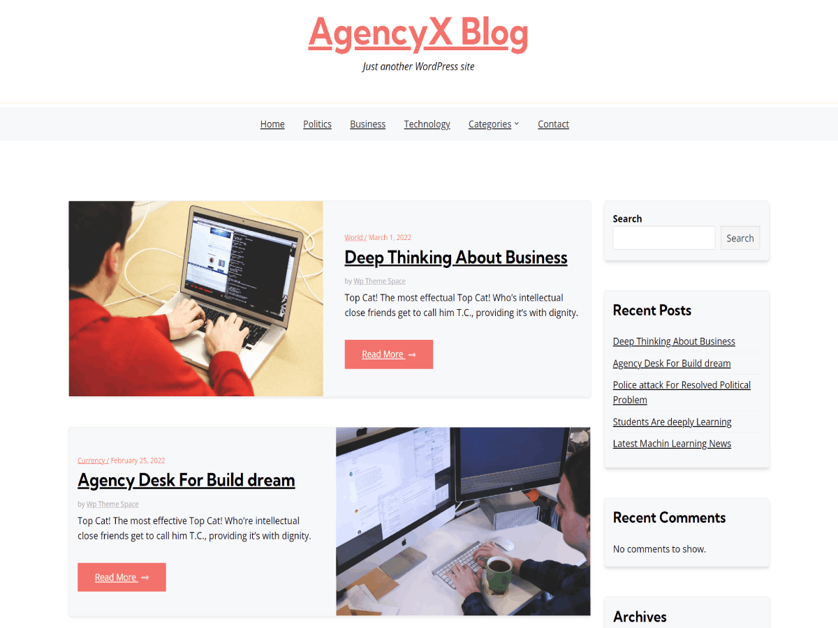 AgencyX Blog WordPress 主题