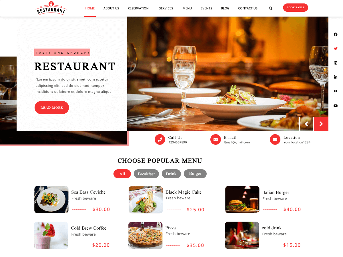 Diner Restaurant WordPress 主题