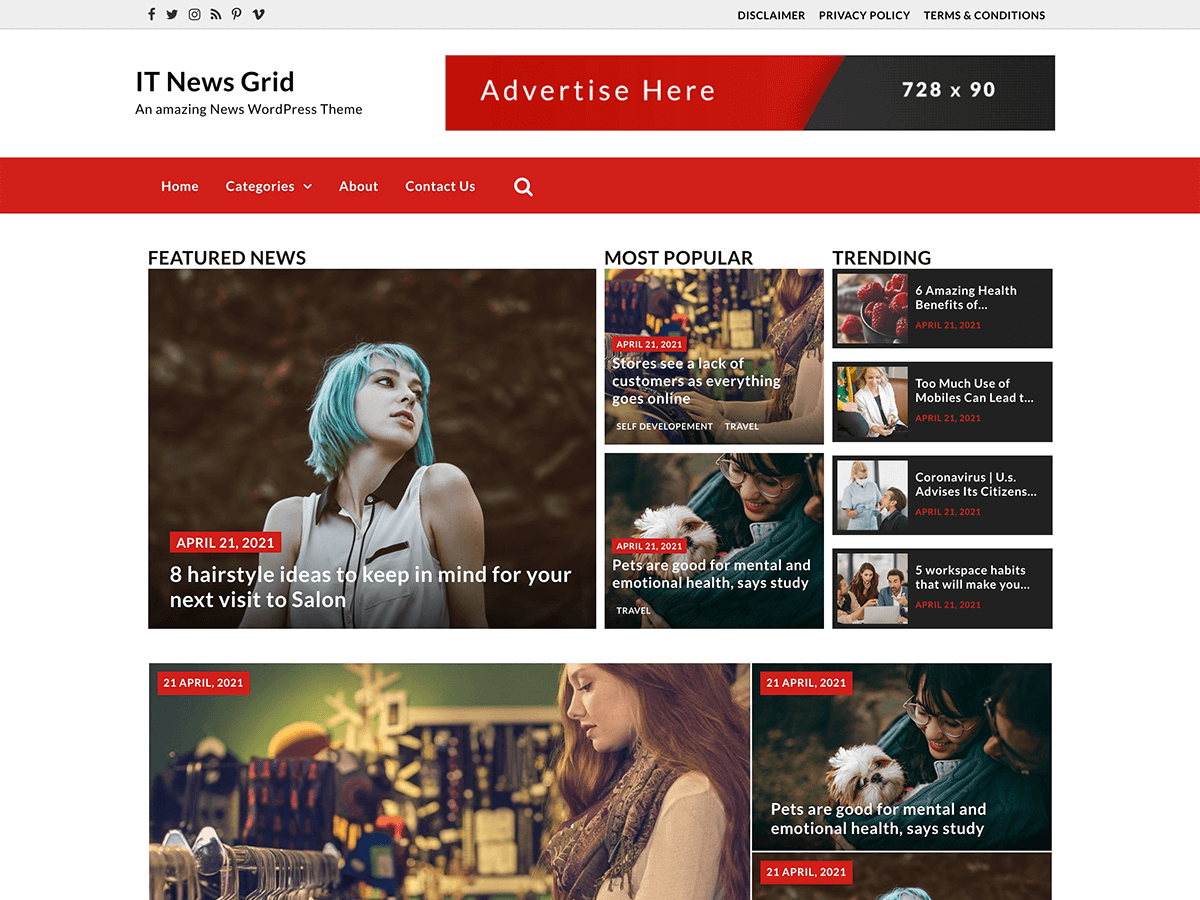 IT News Grid WordPress 主题
