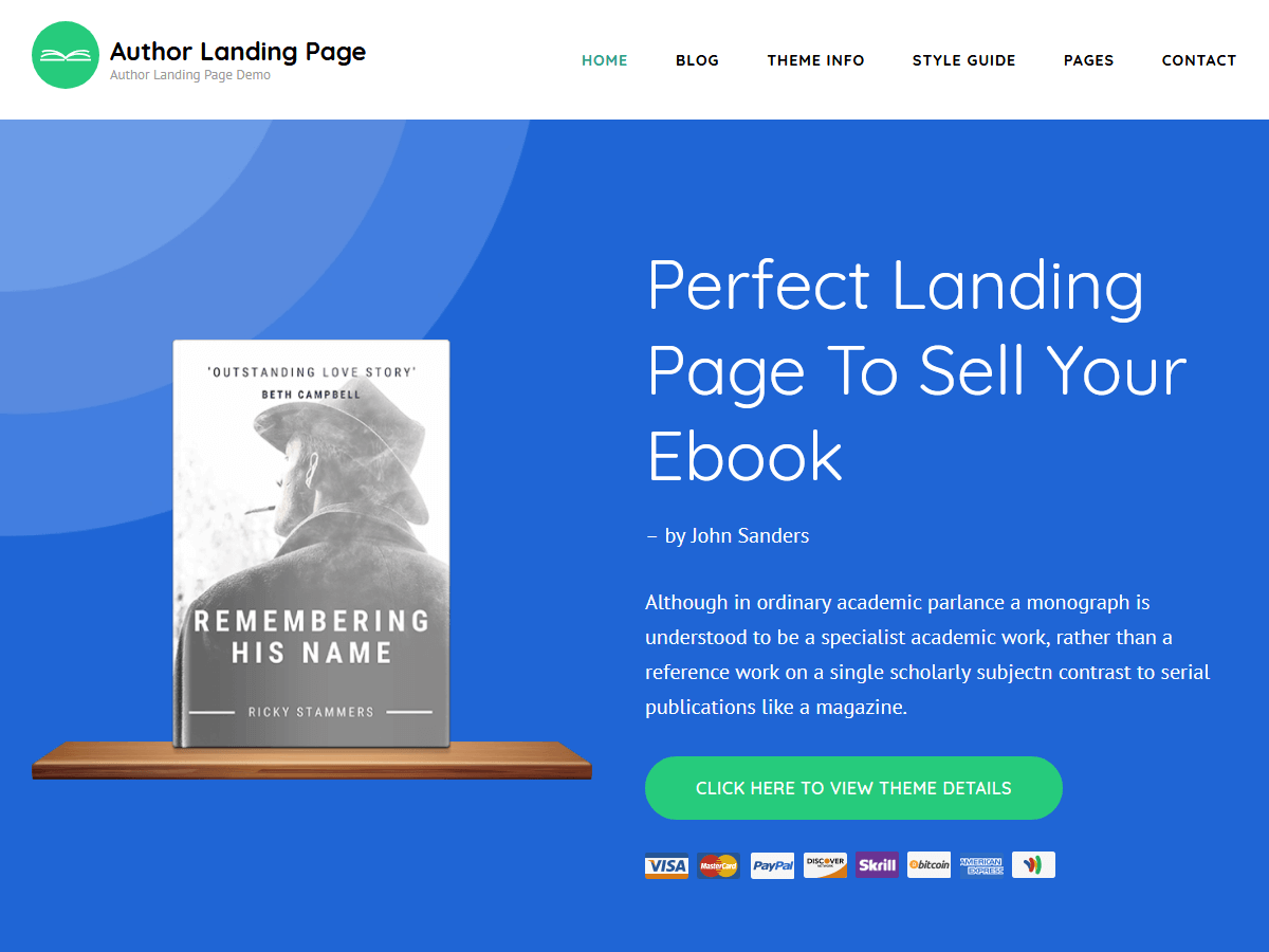 Author Landing Page WordPress 主题