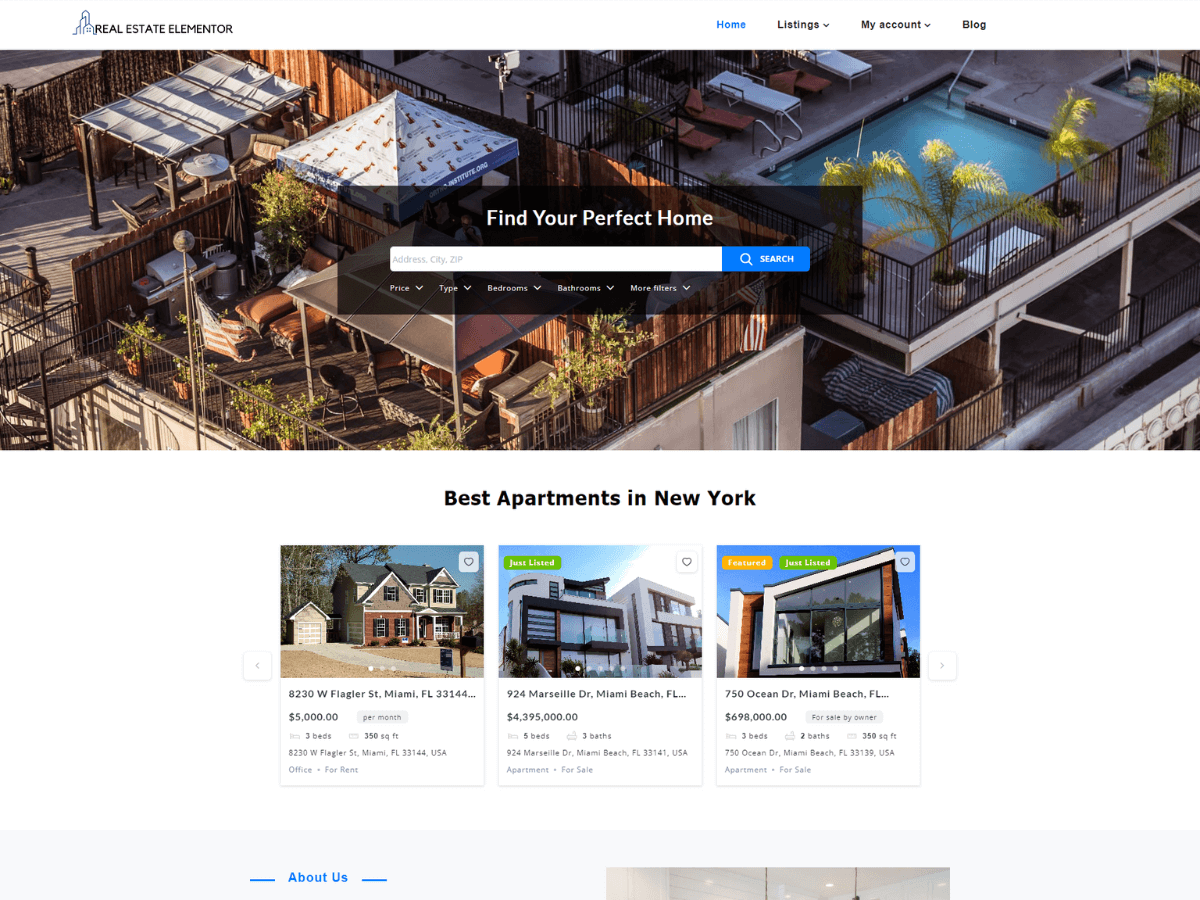 Real Estate Elementor WordPress 主题