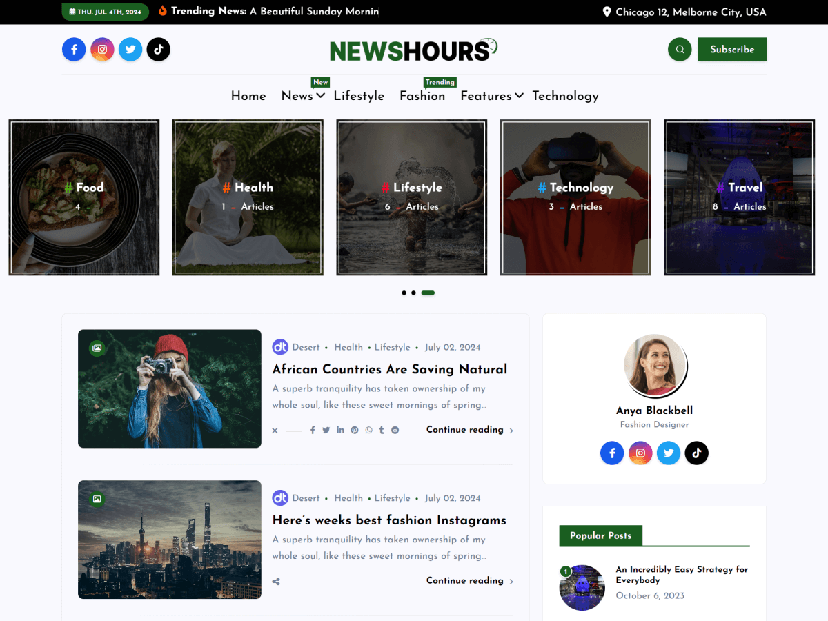 NewsHours WordPress 主题