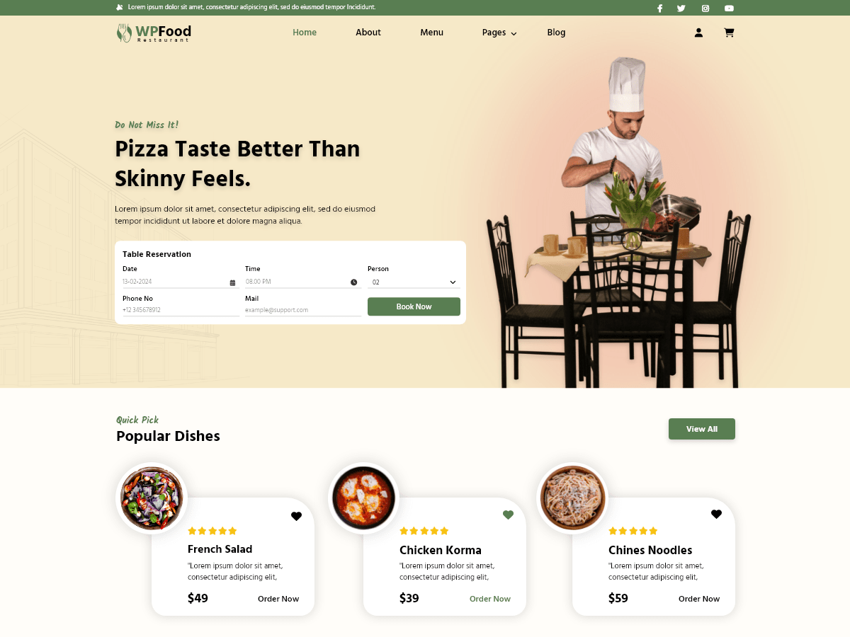 Food Restaurant Elementor WordPress 主题