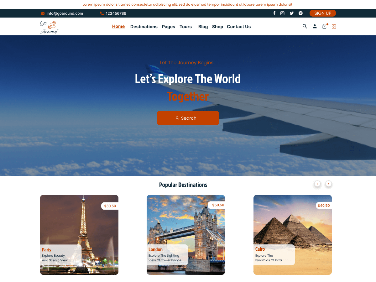 Classic Tour Booking WordPress 主题