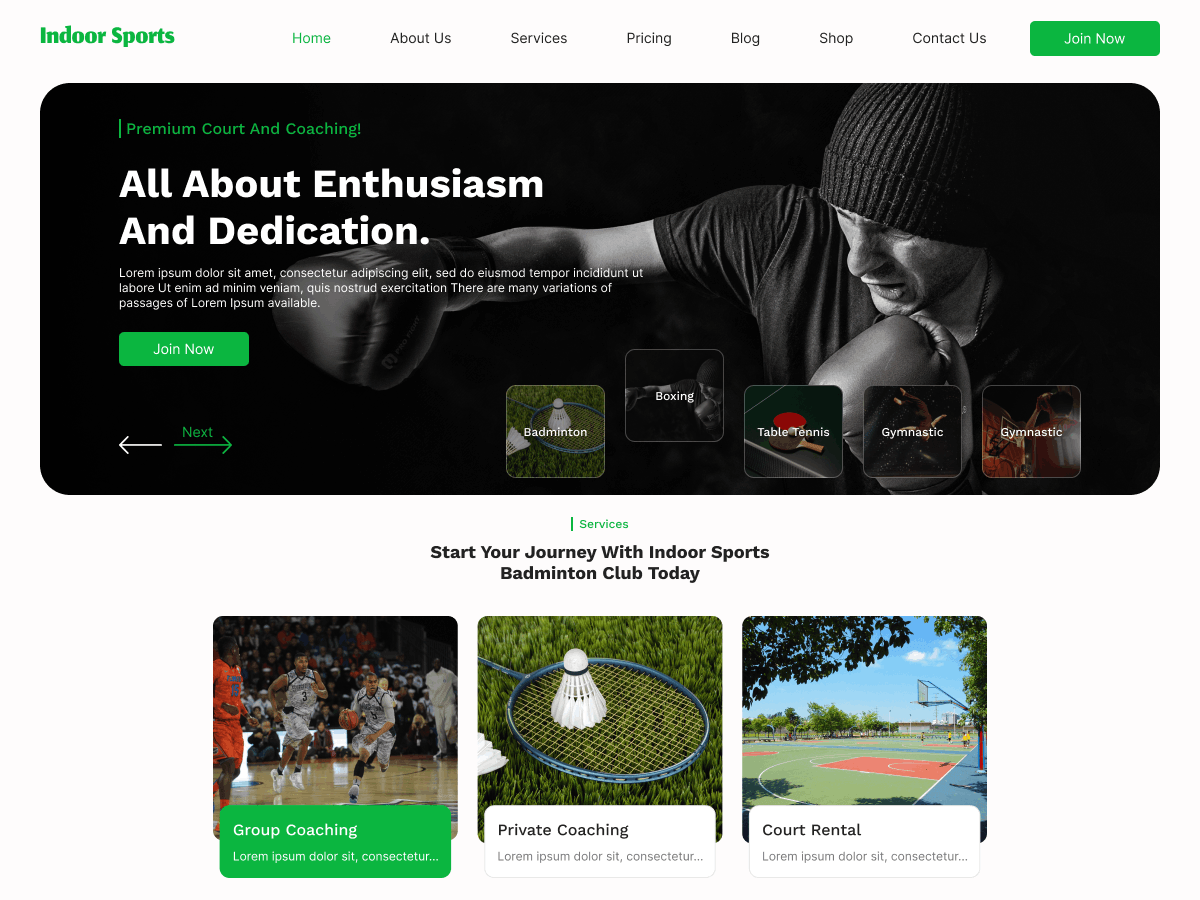 Indoor Sports Zone WordPress 主题