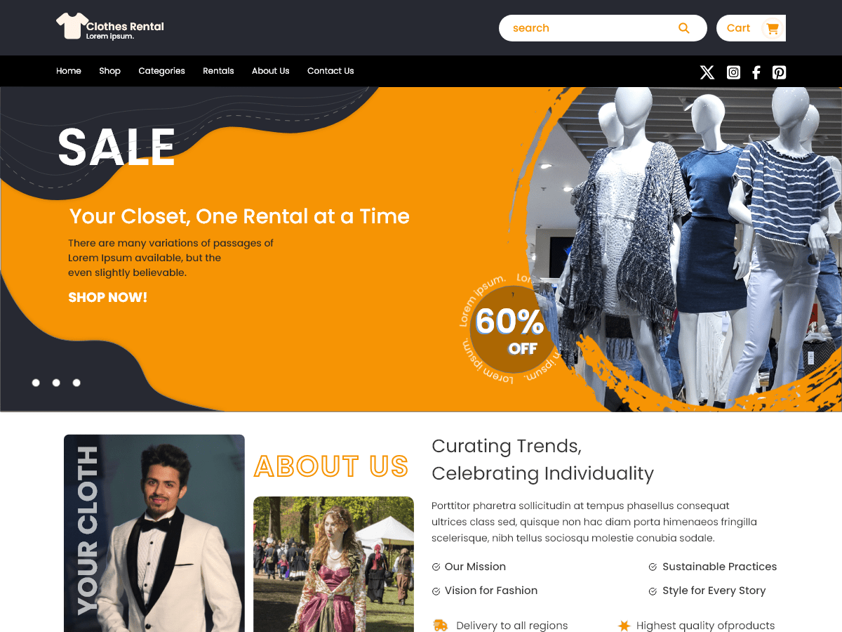Clothes Rental Services WordPress 主题