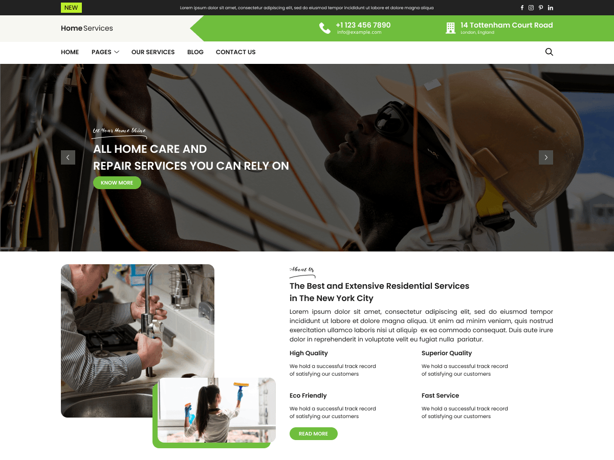 Home Services Blocks WordPress 主题