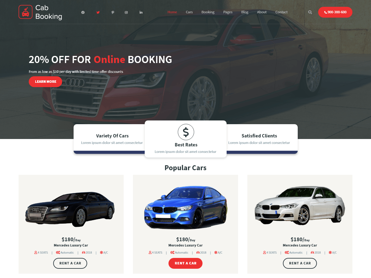 Cab Booking WordPress 主题