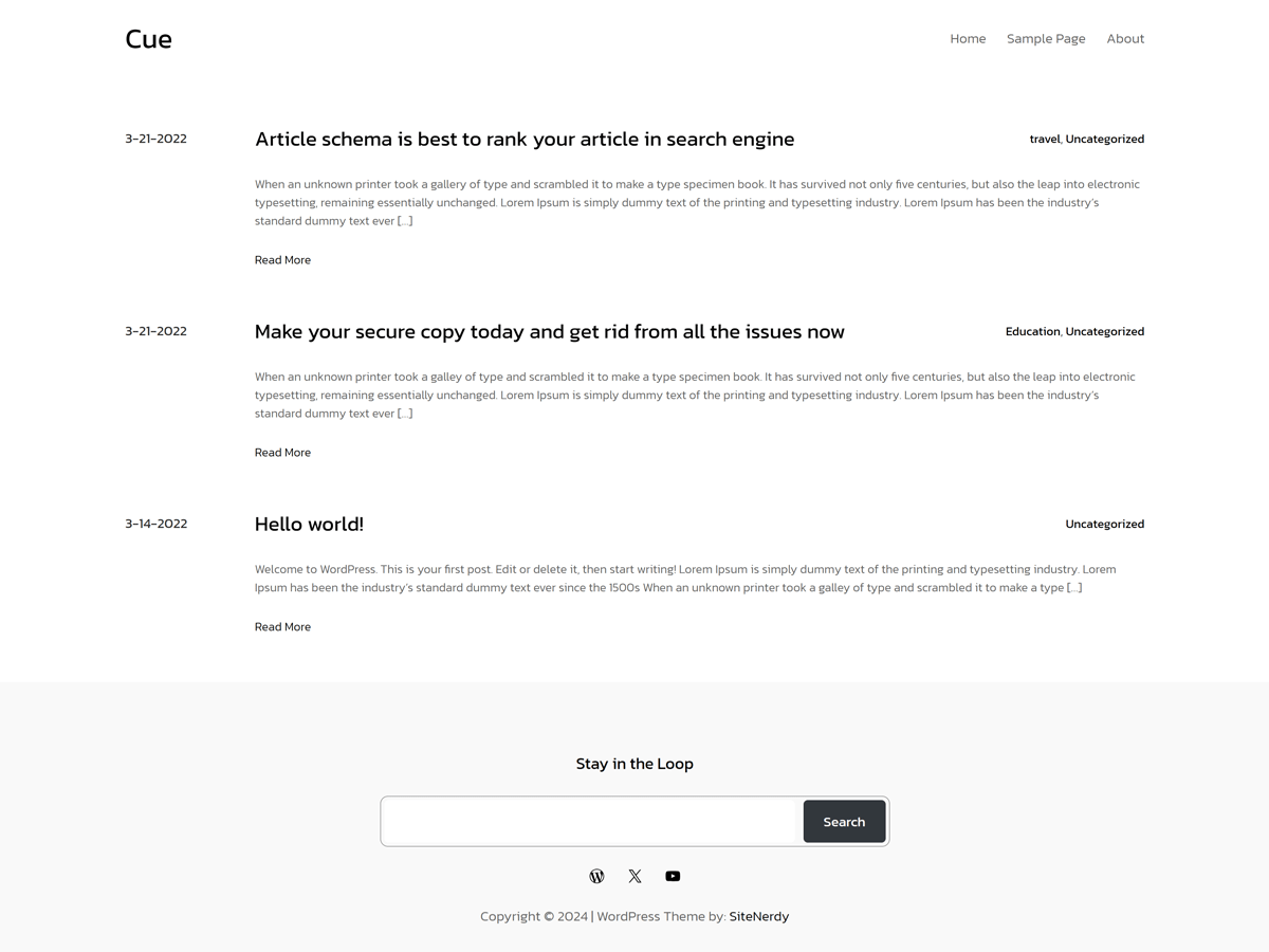 Cue WordPress 主题