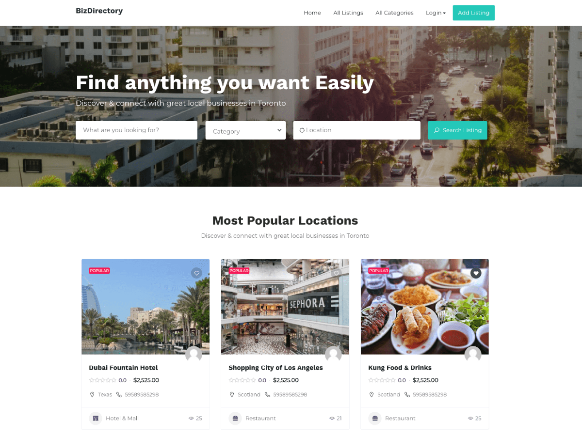 BizDirectory WordPress 主题
