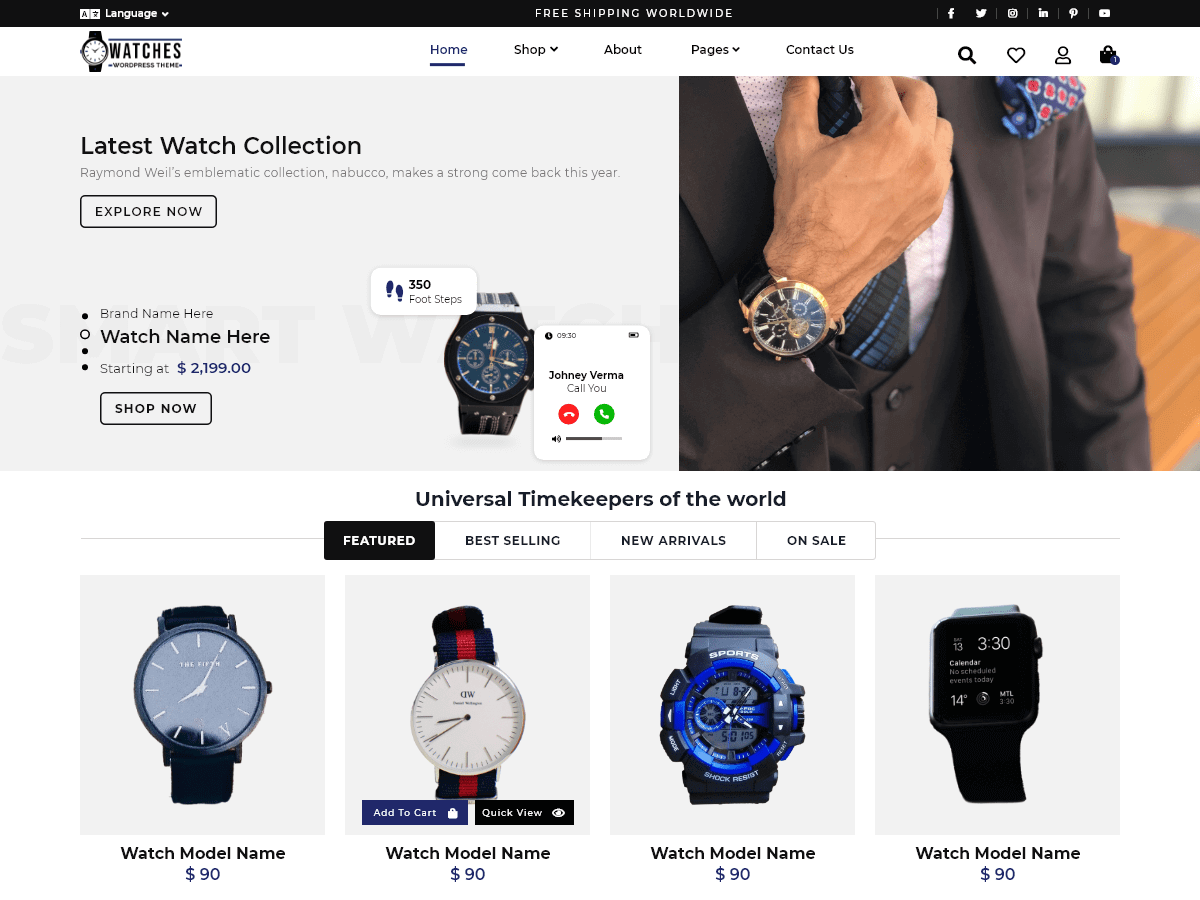 Ecommerce Watch Store WordPress 主题