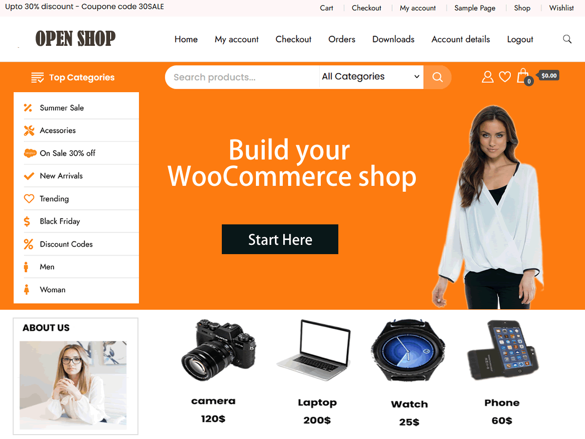 Open WooCommerce WordPress 主题