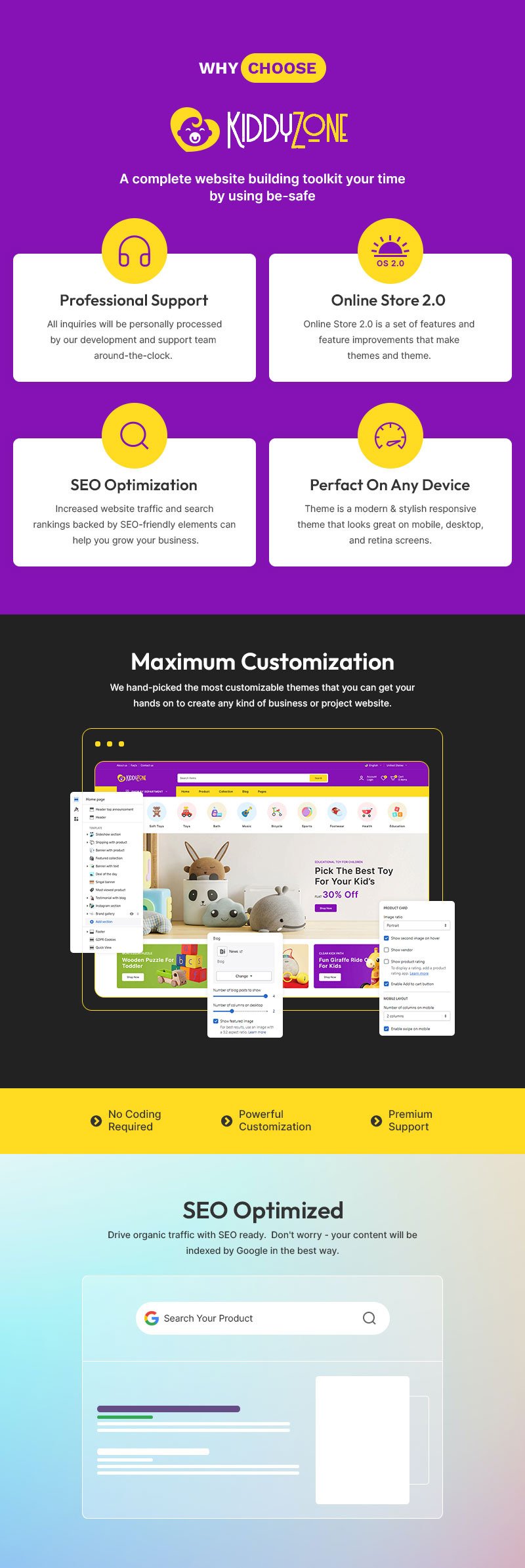 Kiddyzone - 儿童玩具和婴儿时尚大型商店多用途 Shopify 2.0 响应式主题