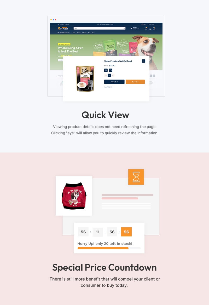 Petwoof - 宠物时尚和宠物食品大型商店多用途 Shopify 2.0 响应式主题