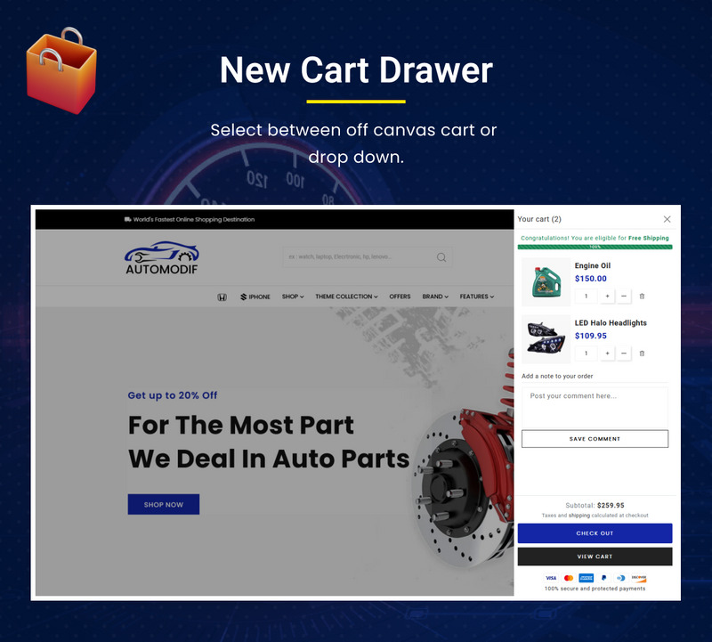 Automodif - Mega Parts Shopify 2.0 响应式主题。