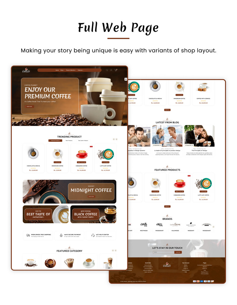 Cafeley VIP Mega Coffee–Tea Nature Shopify 2.0 主题。