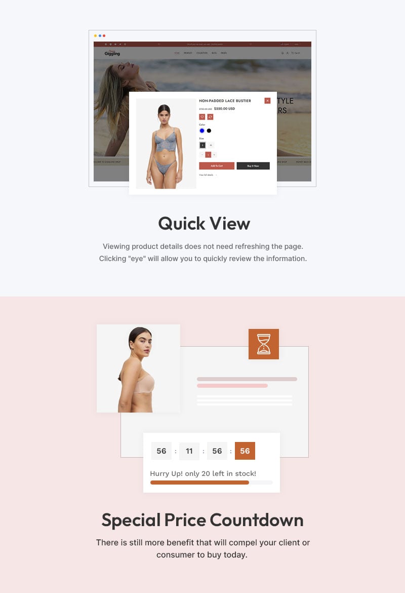 Giggling - 内衣、比基尼和内衣时尚店多用途 Shopify 2.0 响应式主题