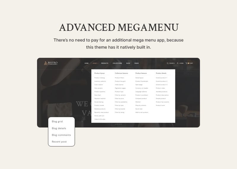 Bistro - 葡萄酒、咖啡和餐厅食品多用途 Shopify 2.0 响应式主题