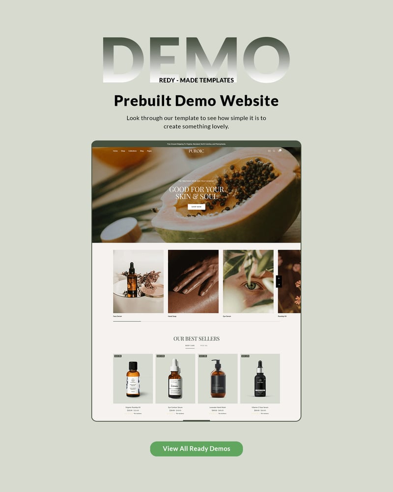 Puroic - 有机化妆品和护肤品商店 Shopify 主题 #430831