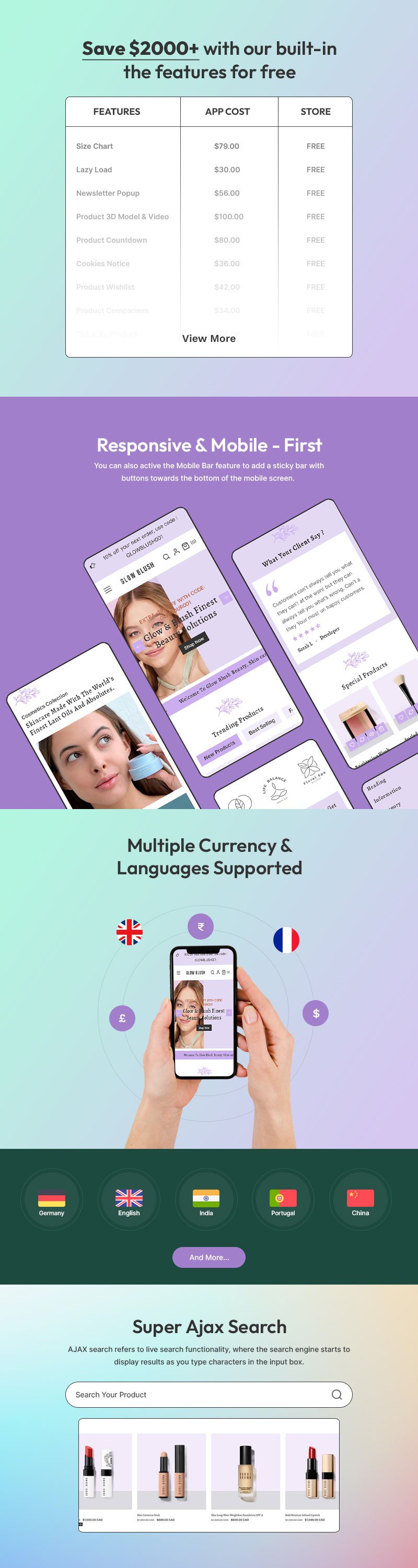 Glowblush - 化妆品、美容和护肤品商店多用途 Shopify 2.0 响应式主题