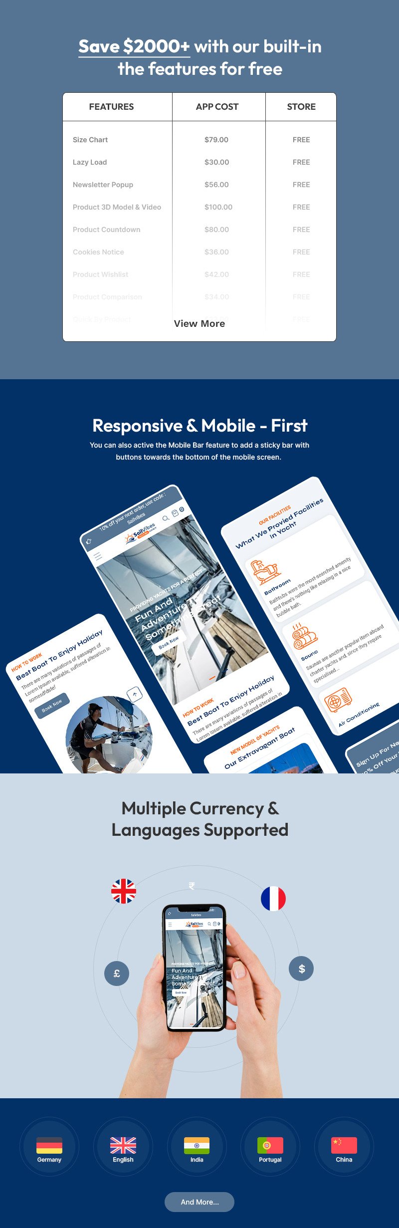 Sailvibes - 游艇和水上运动服务多用途 Shopify 2.0 响应式主题