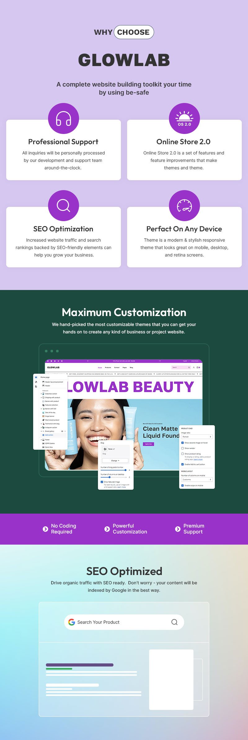 Glowlab - 美容、化妆品和护肤品多用途 Shopify 2.0 响应式主题