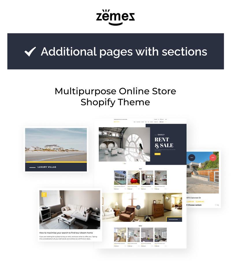 RENTS - Real Estate Multipage Clean Shopify 主题