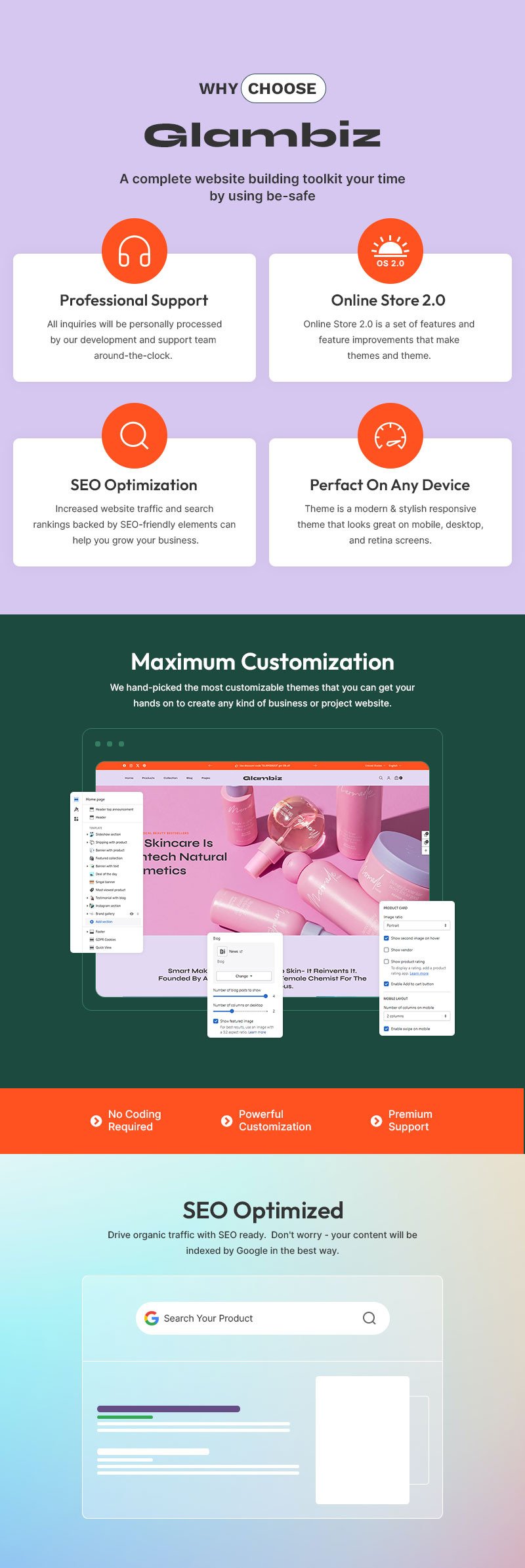 Glambiz - 美容、化妆品和护肤品多用途 Shopify 2.0 响应式主题