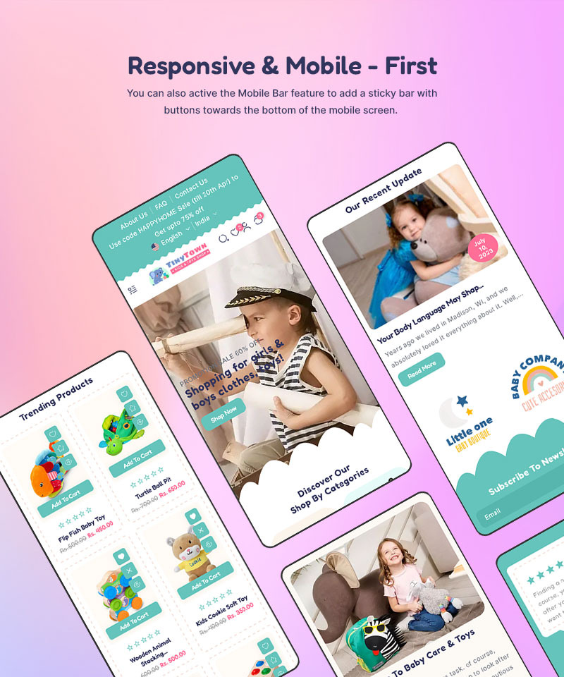 TinyTown - 儿童玩具和婴儿时装店多用途 Shopify 2.0 响应式主题