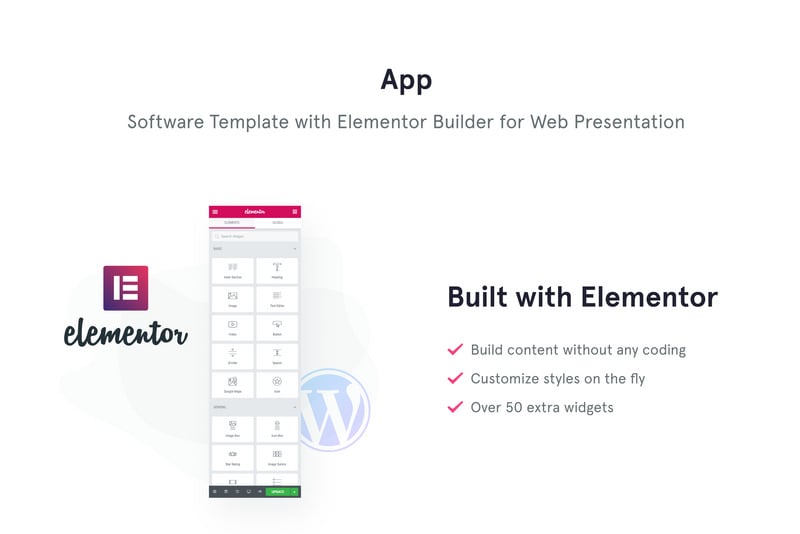 应用-具有Elementor Builder WordPress主题的软件模板