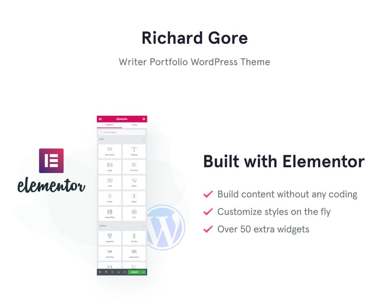 理查德·戈尔(Richard Gore)-具有Elementor Builder WordPress主题的时尚作家作品集模板